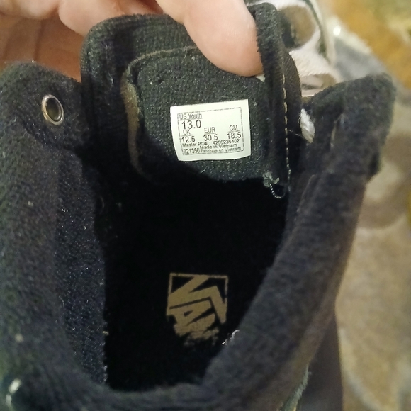 VANS Sk8-Hi Black & White Shoes - Y 13 - Picture 7 of 7